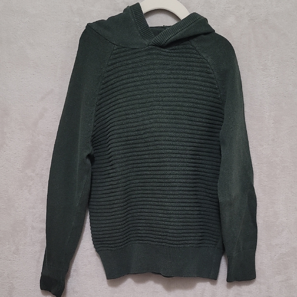 Cat & Jack Forest Green Knit Hooded Sweater Size Small 6/7